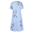 thumbnail image 4 of CHUANK Robes de Travail pour Femmes Liquidation Mode Dames Décontracté Ample Imprimé Papillon Col en V Manches Courtes Boutons Poches Longue Robe, 4 of 6
