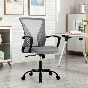 NiamVelo Ergonomic Office Chair Mid Back Mesh Desk Chair Adjustable Computer Chair with Lumbar Support & Armrest, Grey