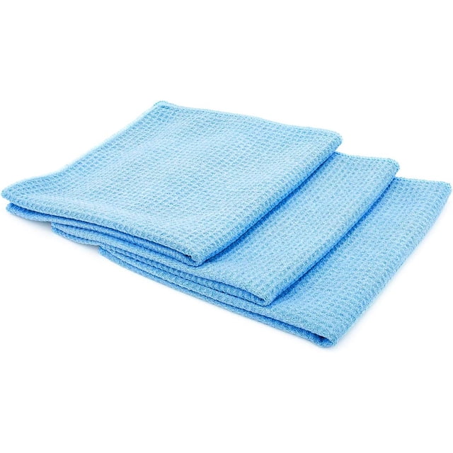 Riforla 3PCS Car Weave Towels Microfiber Detailing Window/Glass and Drying Car Cleaning Towel Microfiber Towel Car Drying Towel Car Care & Cleaning Blue