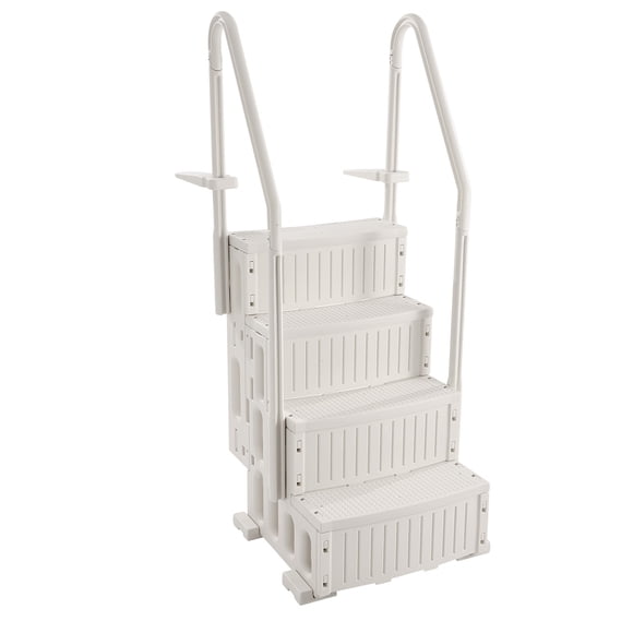 KFFKFF Échelle de Piscine, Escaliers à Double Main Courante à 4 Marches avec Marches Antidérapantes Robustes, Capacité de Charge Maximale de 400 Lb, pour Piscines Creusées et hors Terre de 48 à 54 Po sur Toute Surface de Terrasse