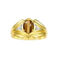 thumbnail image 1 of RYLOS Men's Rings Yellow Gold Plated Silver Rings Classic Designer Style 9X7MM Gemstone & Diamond Ring Tiger Eye November Birthstone Rings For Men Size 9, 1 of 7