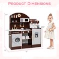 thumbnail image 3 of Honeyjoy Kids Kitchen Set Wooden Kitchen Playset with Clock, Microwave, Sink, Dish Rack Brown, 3 of 10