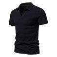 thumbnail image 3 of Birdeem Mode Hommes Décontracté Slim Col Rabattu Couleur Unie Manches Courtes T-Shirt Hauts Blouse, 3 of 8