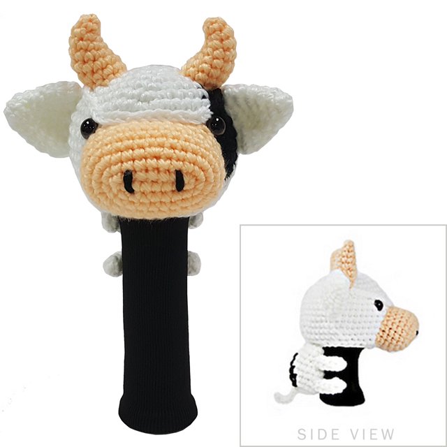 StitchHead Couvre-Chef Animal en Fil Cousu à la Main Conducteur/bois - Vache