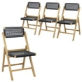 thumbnail image 1 of Gymax 4PCS Folding Chairs w/ Woven Rope Seat & High Back Indonesia Teak Patio, 1 of 6