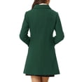 thumbnail image 3 of INSPIRE CHIC Manteau Long d'Hiver pour Femme à Col Peter Pan, à Simple Boutonnage, Uni Vert Foncé TP, 3 of 5