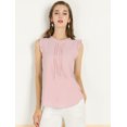 thumbnail image 3 of INSPIRE CHIC Blouses de Travail Sans Manches pour Femmes, Hauts CHIC à Volants Plissés, Rose, P, 3 of 6