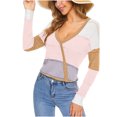 thumbnail image 4 of RKSTN Chandails pour Femmes Mode Décontractée Manches Longues Décontracté Contraste de Couleurs Patchwork Chandail Blouse Chandails d'Automne, 4 of 4