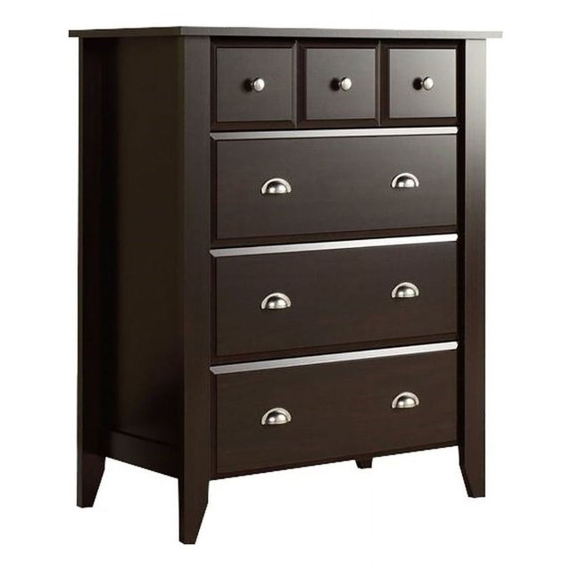 Pemberly Row Transitional 4-Drawer Engineered Wood Chest in Jamocha Chocolate