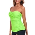 thumbnail image 2 of RELLECIGA Women's Ruched Bandeau Tankini Top Swimsuits, 2 of 6
