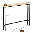 thumbnail image 2 of Ktaxon 39" Narrow Console Sofa Table with Power Outlets and USB Ports, Long Couch Table with Metal Frame and Charge Station with 4.9ft Extension Cord, Walnut, 2 of 10