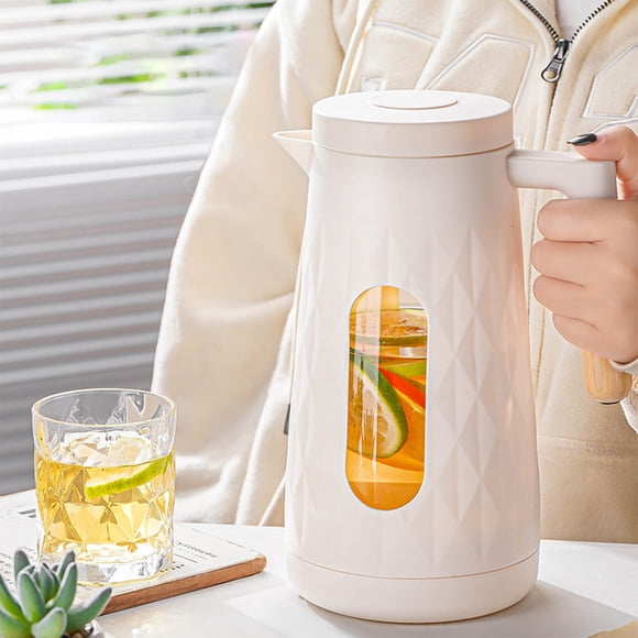 Bouilloire à Eau Froide - Distributeur de Boissons Grande Capacité, Résistant à la Chaleur et au Froid, Couvercle Étanche, Pichet Facile, Blanc, JKODE