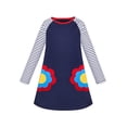 thumbnail image 1 of Robe Fille à Manches Longues Bleu Marine Broderie de Fleurs Décontractée Coton 4 Ans, 1 of 1