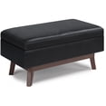 thumbnail image 1 of Simpli Home Owen 36 Pouces Petit Pouf de Rangement en Similicuir Noir Minuit, 1 of 9