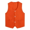 thumbnail image 3 of renvena Kids Button Volunteer Activity Vest Button Up Irregular Hem Waistcoat Sleeveless Waiter Orange M, 3 of 5