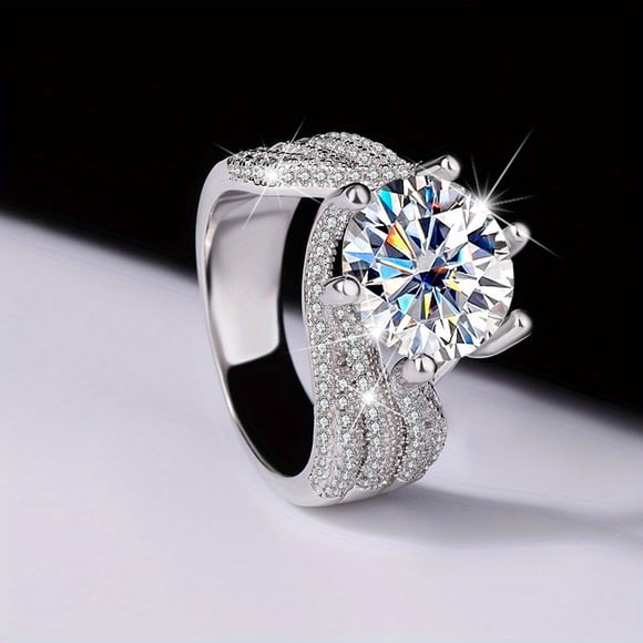 925 Sterling Silver 5 Carat Moissanite Ring - Luxurious Faux Diamond Inlay for Commemorative, Birthday, Wedding, Engagement, and Proposal Gifts