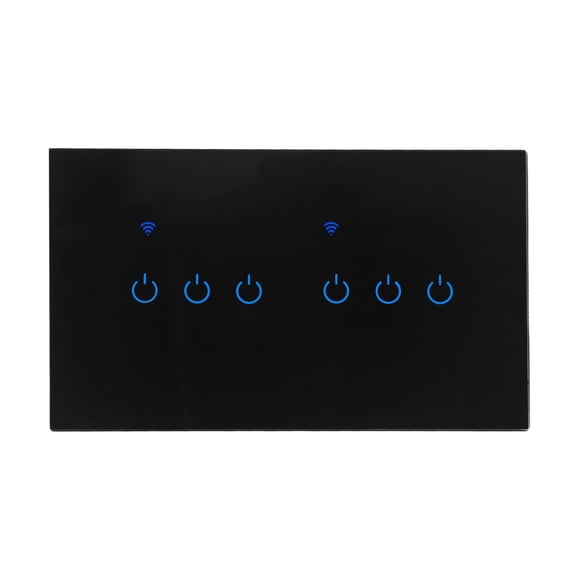 MYG pour Commutateur Tactile WiFi Intelligent pour la Domotique, Compatible avec pour l'App Tuya, Commande Vocale Alexa, Télécommande, 6 Options de Gang, Panneau en Verre Trempé, 220V 10A