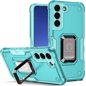 Galaxy S22 Housse de protection du téléphone, résistant aux chocs et au choc Double couche PC Case arrière construit dans la bague Kickstand Support Magnetic Car Mount pour Samsung Galaxy S22 6.1 de pouce, de menthe