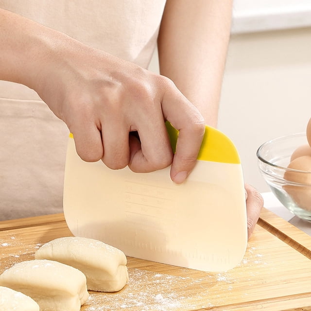 SDNall Dough Scraper Flexible Bowl Scraper Bread/Patisserie/Pizza Cutter Multifunctional Baking Tool with Measuring Marks