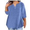 thumbnail image 1 of AherBiu Plus Size T Shirts for Women V Neck Loose Comfy Basic Tees Summer Workout Oversized Tshirt Tops, 1 of 6