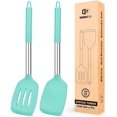 thumbnail image 1 of Bundlepro Pack of 2 Silicone Spatulas Turners, Non Stick Slotted and Solid Kitchen Utensils, 1 of 6
