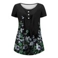 thumbnail image 5 of CEHVOM Women's Summer Printed Round Neck Button Pleated Short Sleeve Top, 5 of 5