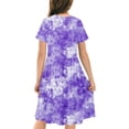 thumbnail image 4 of Robe Fille Été Patineuse Robe T-Shirt Teinture sur Nœuds Décontractée à Manches Courtes Robe Fluide pour Enfants 4-14 Ans, 4 of 6
