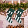thumbnail image 5 of EIMELI 20 Inches Initial Monogram Embroidered Christmas Stocking Striped Knitted Christmas Decorations Stocking Green Letter Stockings for Family Holiday and Xmas Tree Fireplace Decor-R-G, 5 of 5