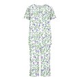 thumbnail image 3 of Rbaofujie Ensemble de Pyjama Short pour Femme, Col Rond, Imprimé Floral, Chemise de Nuit à Manches Courtes et Ensemble Pantalon, Tenue d'Intérieur, Pyjamas avec Poches, Ensemble de Pyjama, 3 of 6