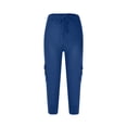 thumbnail image 1 of Plus Size Capris for Women Cargo Cropped Pant with Pockets Drawstring Casual Summer Pants E-2-Blue, 1 of 7