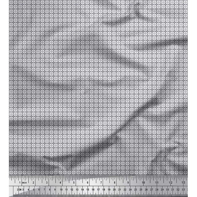 Soimoi Polyester Crepe Fabric Geometric Small Print Sewing Fabric Yard 42 Inch Wide
