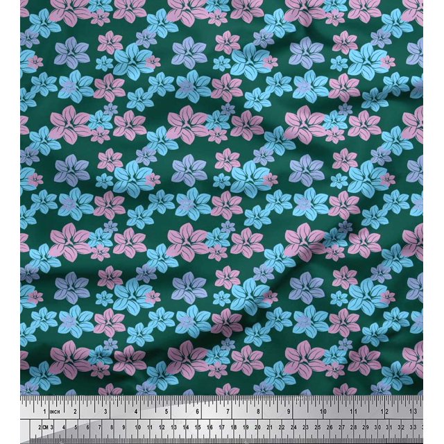 Soimoi Poly Georgette Fabric Artistic Floral Print Fabric by Yard 42 Inch Wide
