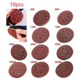thumbnail image 3 of 10pcs 125mm 5" Hook Loop Sanding Discs 8 Hole Sandpaper Pads Set Grit 40-2000#, 3 of 5