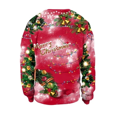 Chandail de Noël Laid pour Homme Vêtements de Noël Décontractés Hauts Amples Jour de Noël Manches Longues Col Rond Chandail
