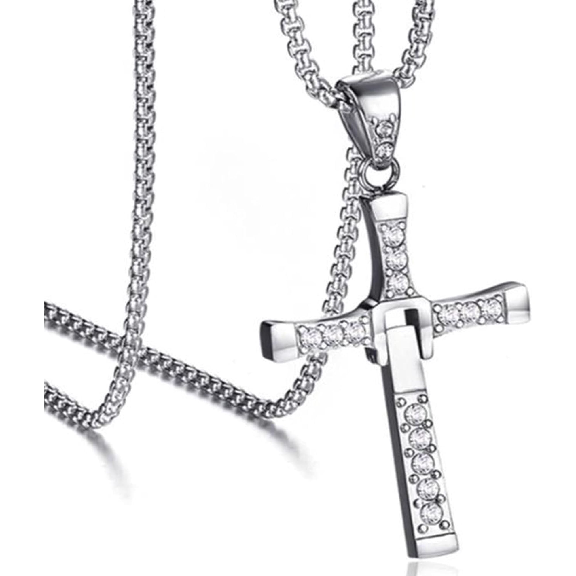 LAICAIW Fast and Furious Necklace Silver Cross Vin Diesel Cross