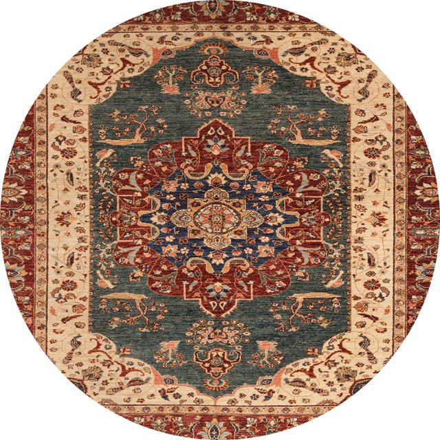 Ahgly Company Tapis d'Intérieur Rond Abstrait Safran Rouge Abstrait Zone, 8' Rond