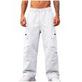 thumbnail image 2 of Ceisia Men Solid Color Loose Casual Pants Elastic Waist Drawstring Sports Gift Work Trousers, 2 of 9