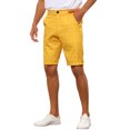 thumbnail image 4 of INSPIRE CHIC Men's Shorts Plaid Pattern Straight Fit Comfort Flat Front Checked Shorts 32 Yellow, 4 of 6