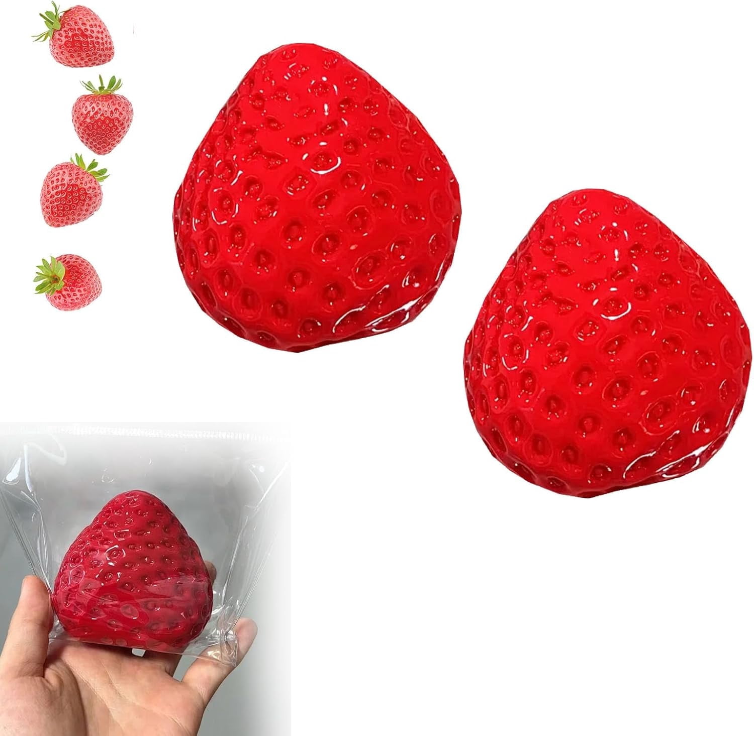 Jouet Sensoriel Fraise à Presser Balle Anti-Stress en PVC Rebond Lent 8 cm Rouge Forme Fraise,Cadeau Kawaii pour Enfant et Adulte (2pcs Jouet Sensoriel Fraise à Presser Balle Anti-Stress en PVC Rebond Lent 8 cm Rouge Forme Fraise,Cadeau Kawaii pour Enfant et Adulte (2pcs