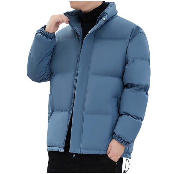Royal Blue Parkas for Man Fall Winter Long Sleeve Collared Neck Denim Brunch Western Warm Plain Parkas Jackets Outfit Mens Button Zip Up 2025 Clothing Fashion Regular Fit 3XL