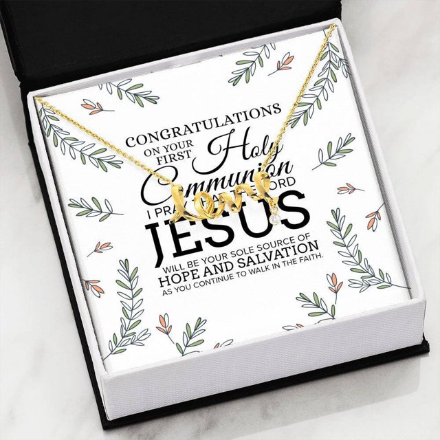 Félicitations pour Ta Première Communion Pendentif Love Carte Message