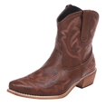 thumbnail image 1 of HBFAGFB Womens Boots Retro Embroidery Square Heels Slip-On Short Booties Pointed Toe Shoes Brown Size 37, 1 of 4