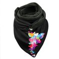 thumbnail image 1 of Women Tie Dye Butterfly Print Cotton Winter Warm Button Up Scarf, 1 of 3