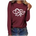 thumbnail image 1 of Pisexur Hauts pour Femmes Mode d'Automne T-Shirt à Imprimé Graphique Cœur Col Rond Manches Longues Chemises pour Femmes Chic Décontracté Hauts de Sortie Confort Polyvalent Blouses Légères, 1 of 5