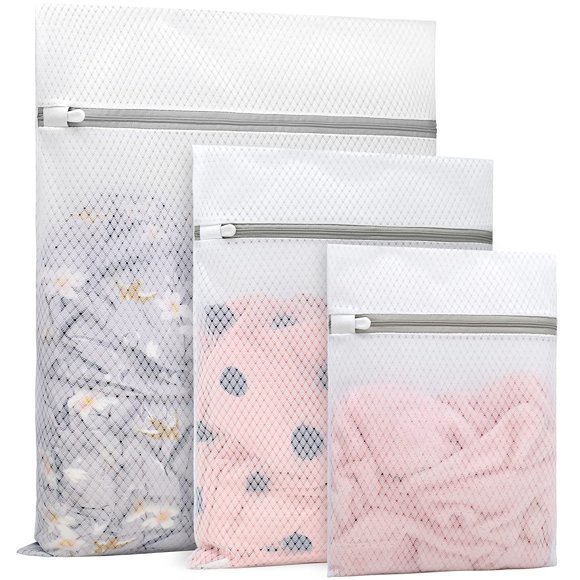 3Pcs Durables Sacs à Linge en Maille de Diamant pour les Délicats (1 Grand 16 x 20 Pouces, 1 Moyen 12 x 16 Pouces, 1 Petit 9 x 12 Pouces)