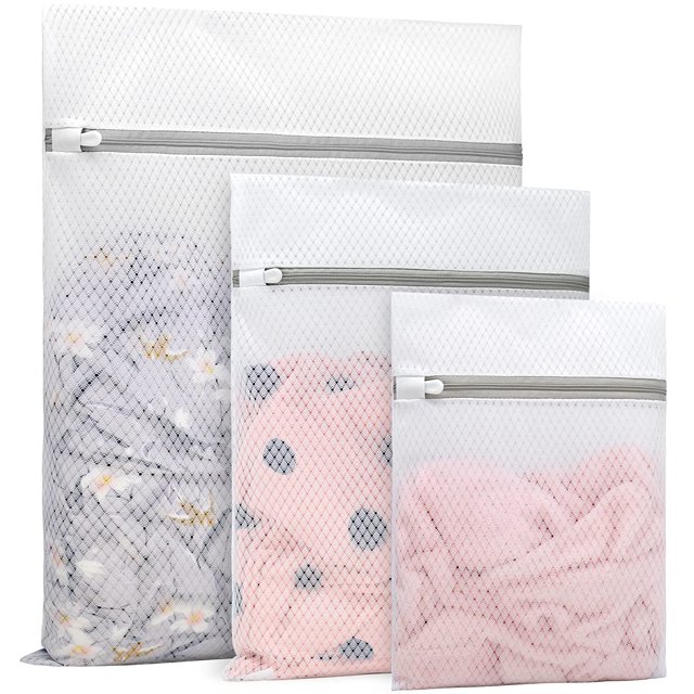Muchfun 3Pcs Durable Diamond Mesh Laundry Bags for Delicates 1 Large 16 x 20 Inches 1 Medium 12 x 16 Inches 1 Small 9 x 12 Inches (Diamond Mesh)