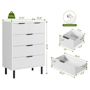 EDTara Fluted 5 Drawer Dresser for Bedroom, Modern Tall Chest of Drawers with Metal Legs, Solid Wooden Drawer Chest Storage Cabinet for Living Room, Hallway, Entryway, Home Office