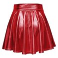 thumbnail image 3 of Shiny Flared Pleated Skirt, Solid Color Mini Polyester Fiber Metallic Glossy Skirt Fashionable  For Performance Black,Red,Golden,Purplish Red,Purple,Silver, 3 of 6