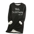 thumbnail image 2 of Sweat-Shirt d'Hiver en Peluche Chaud Doublé en Sherpa pour Femmes Col Rond Pull Tunique - Je Suis Encore Froid - Sweat-Shirts Mignons pour Adolescentes Grande Taille, 2 of 3