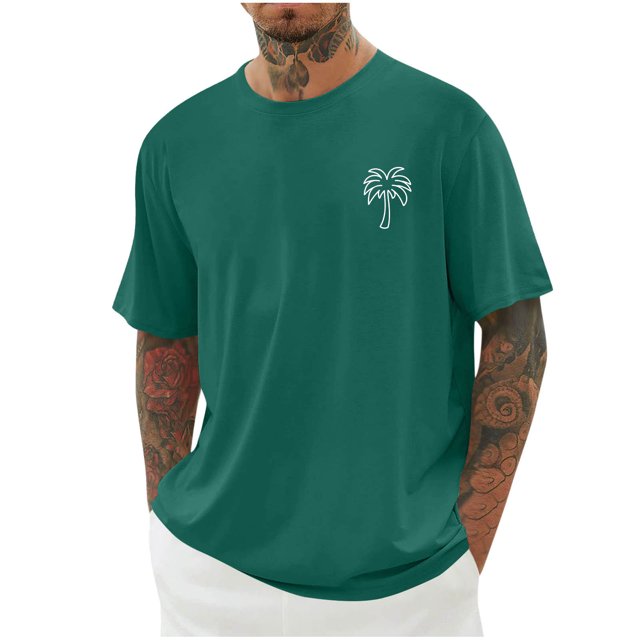 T-shirts pour Hommes Imprimés Palmier Graphiques T-Shirts Décontractés Été Plage Hawaïenne Manches Courtes Col Rond